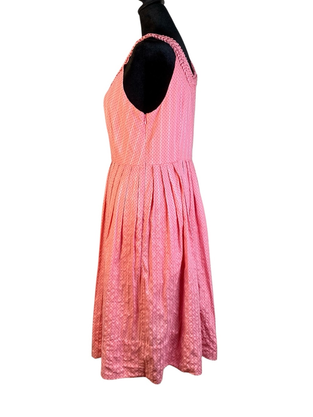 Anthropologie Moulinette Soeurs Melon Ball Pink Polka Dot Midi Dress Size 4 - Picture 2 of 12